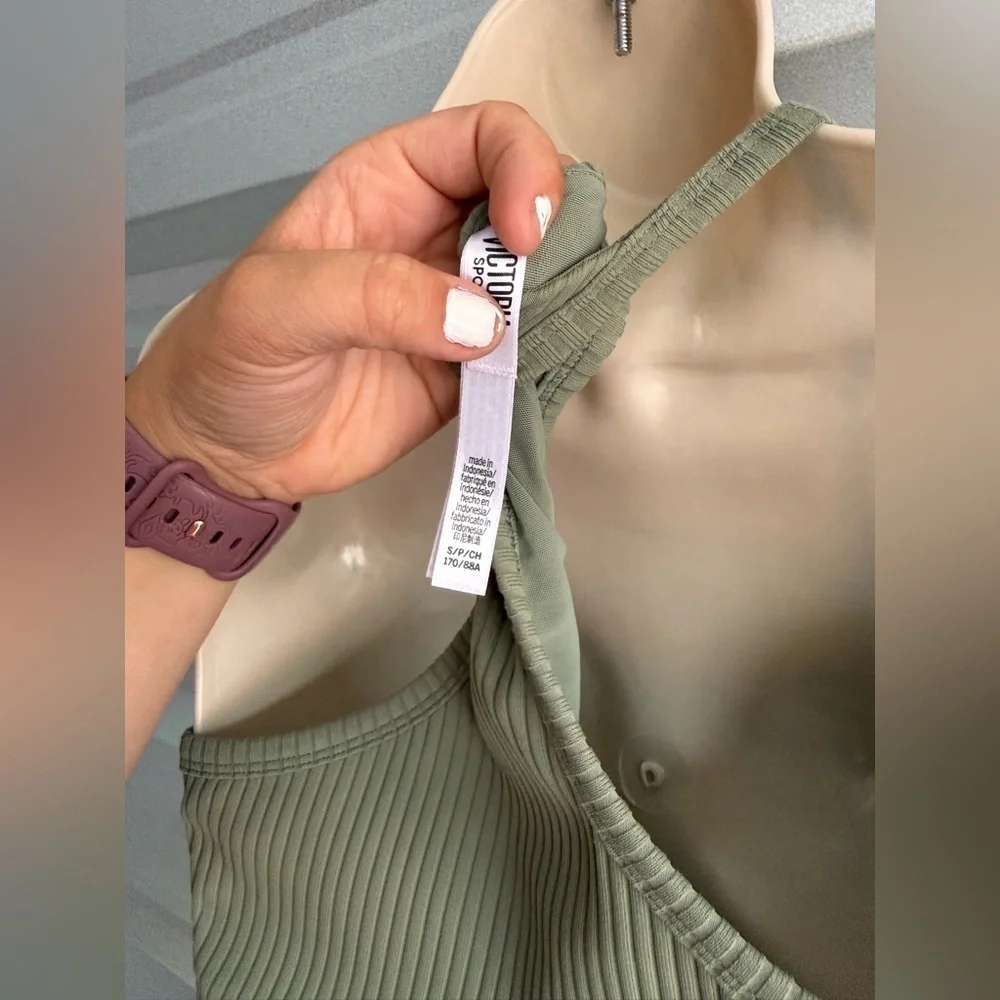 Women’s Victoria’s Secret Sport Ribbed Bodysuit Scoop Neck Green Size Small - Picture 9 of 10